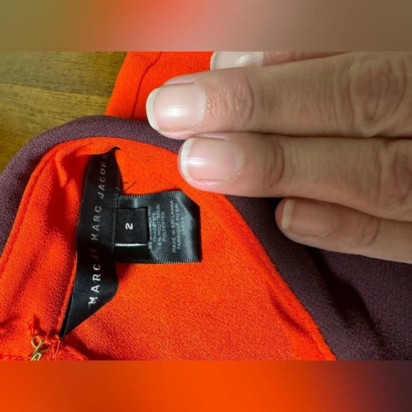 Marc by Marc Jacobs Color Block Anya Crepe Dress Corvette Red Sz 2 Mindy Kaling - Picture 13 of 15